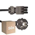 Fordelspakke 50x Noxion GST - Kompatibel Forsyningskabel Sort - Hun + Schuko Europlug - 2m - 3 pole 0.75mm2